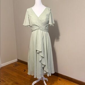 Elegant Sage Green Chiffon Dress